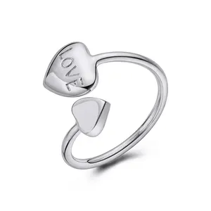 Keiyue Simple Cz Silver 925 Band Rings Wholesale Supplier Jewelry for Daily Wear R1178 Chrome Heart Ring