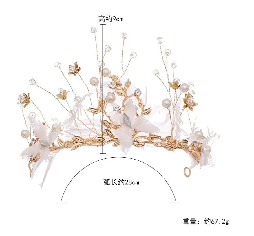 
Барокко Золотая Бабочка корона цветы для свадьбы или выпускного бала диадема ободок для волос с жемчугом Свадебные украшения для волос невесты женские аксессуары для волос повязка на голову 