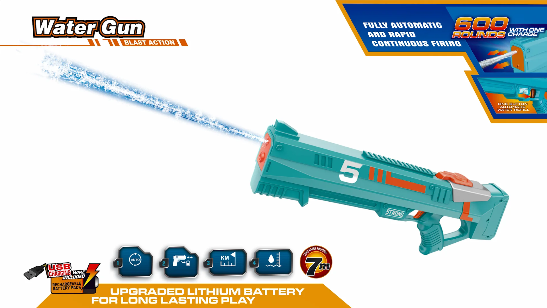 Water Battle Electric Water Gun Automatic Water Squirt Guns Long Range