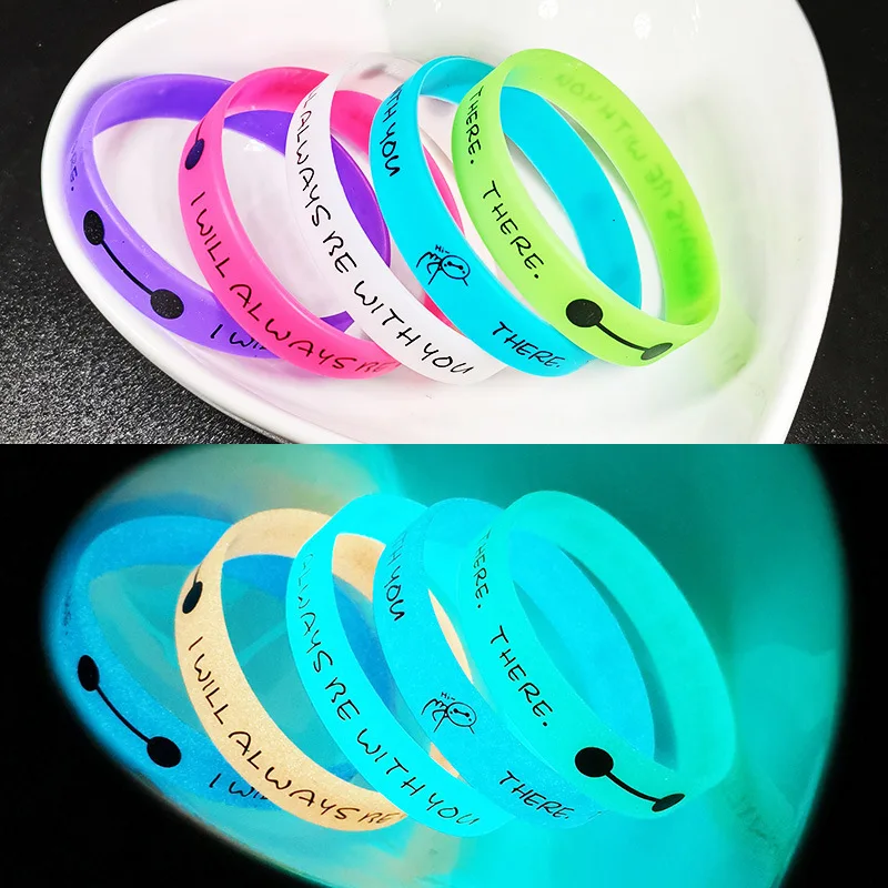 Custom Logo Color Size Glow In Dark Silicone Glowing Bracelet Custom