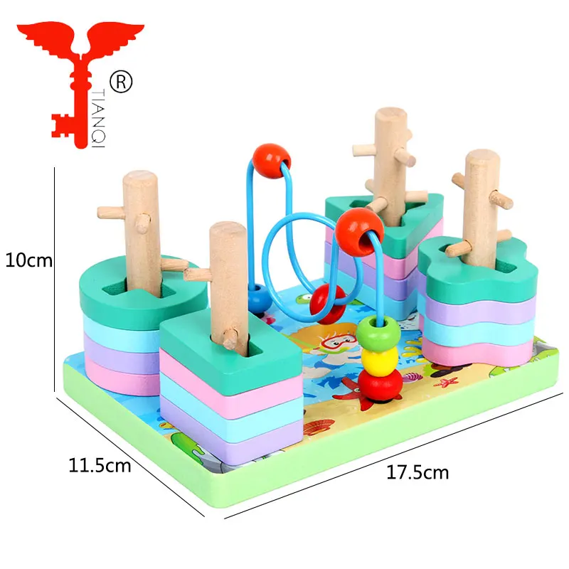 Tower Shape Model Building Block Educational Wooden Toy for Kids