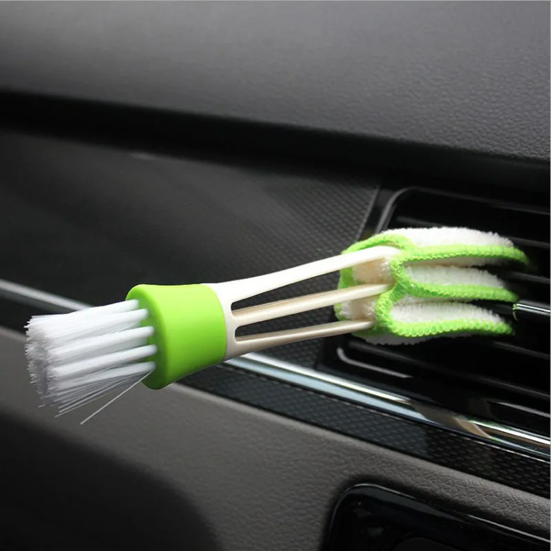 Car multi-purpose double head slit brush car air conditioning outlet cleaning keyboard shutters dust brush details