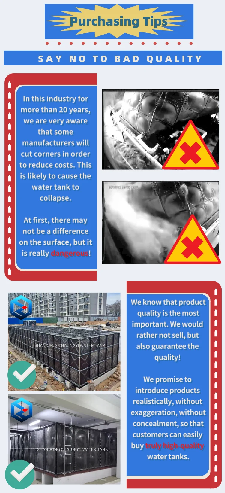 Широко используется 100000 галлонов горячего оцинкованного прессованного стального резервуара для питьевой воды с высокой прочностью и защитой от