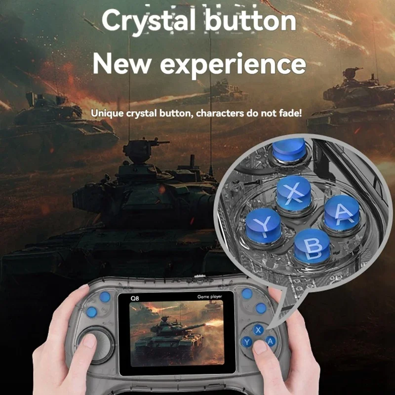 Q8 Retro Game Console Handheld Transparent Digital Video Game Player 3 Inch Screen 800 Games in 1 TV Output Support 2 Players