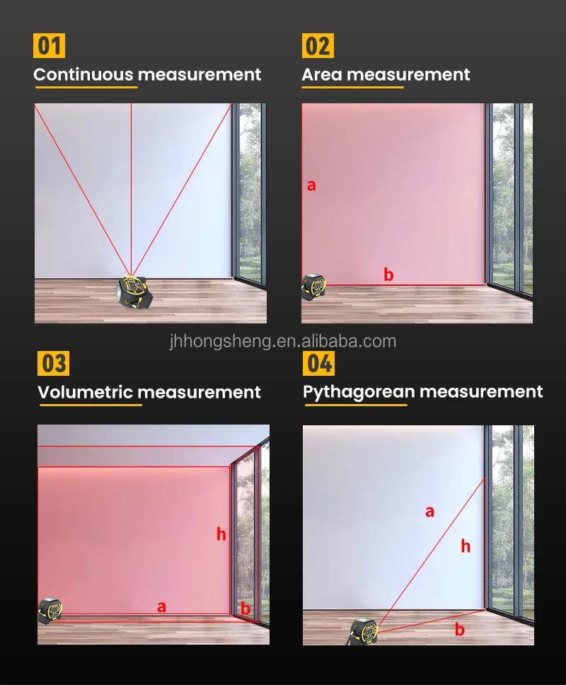 Hongsheng 40m Digital Laser Measure Distance Rangefinder Meter Tape With Leveler Laser Distance