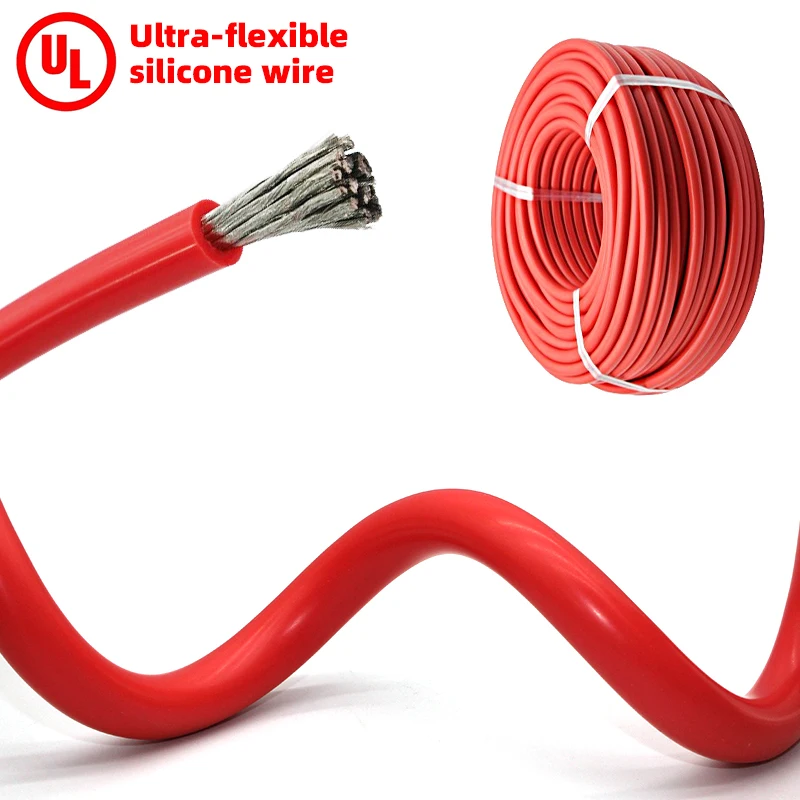 Custom 8.5mm Wire Cable Manufacturing Plant UL 4 6 7 8 10 Awg Tinned Copper Flexible Silicone Rubber 7.2mm Electronic Wire Cable