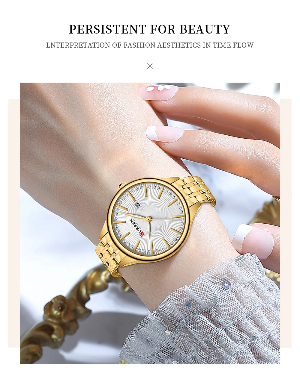 CURREN 9099 Small Dial Simple Design Quartz Watch Fashion Calendar Casual Waterproof Stainless Steel Strap Business Lady Watches