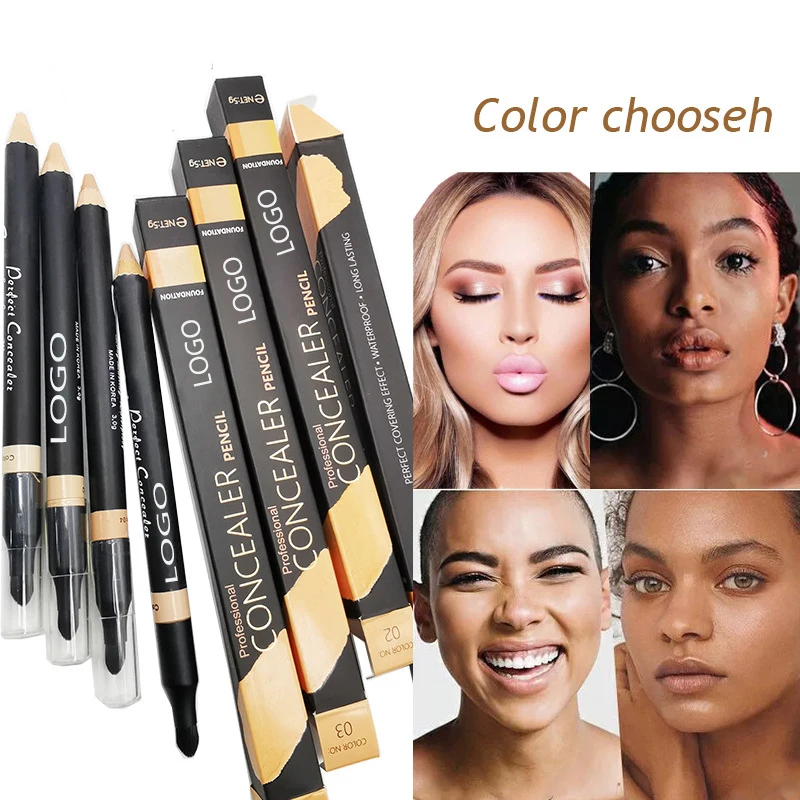 Customized Private Label Cosmetic Eyebrow Pencil Concealer Smooth Cream Foundation Matte Wooden Concealer Pen Moisturizer