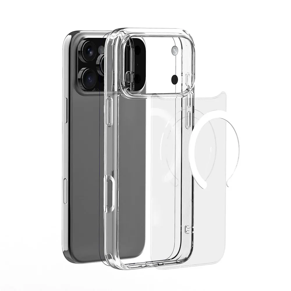 product laudtec simple transparent shell tpu pc wireless charging shockproof mangetic clear phone case for iphone 17 air pro max 16  15-6