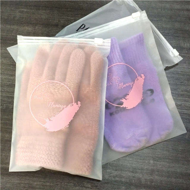 Custom Logo Transparent Clear Matte Zip Lock Plastic Socks Bikini Swimming Clothes Packaging Bag Customizable Zipper Closure