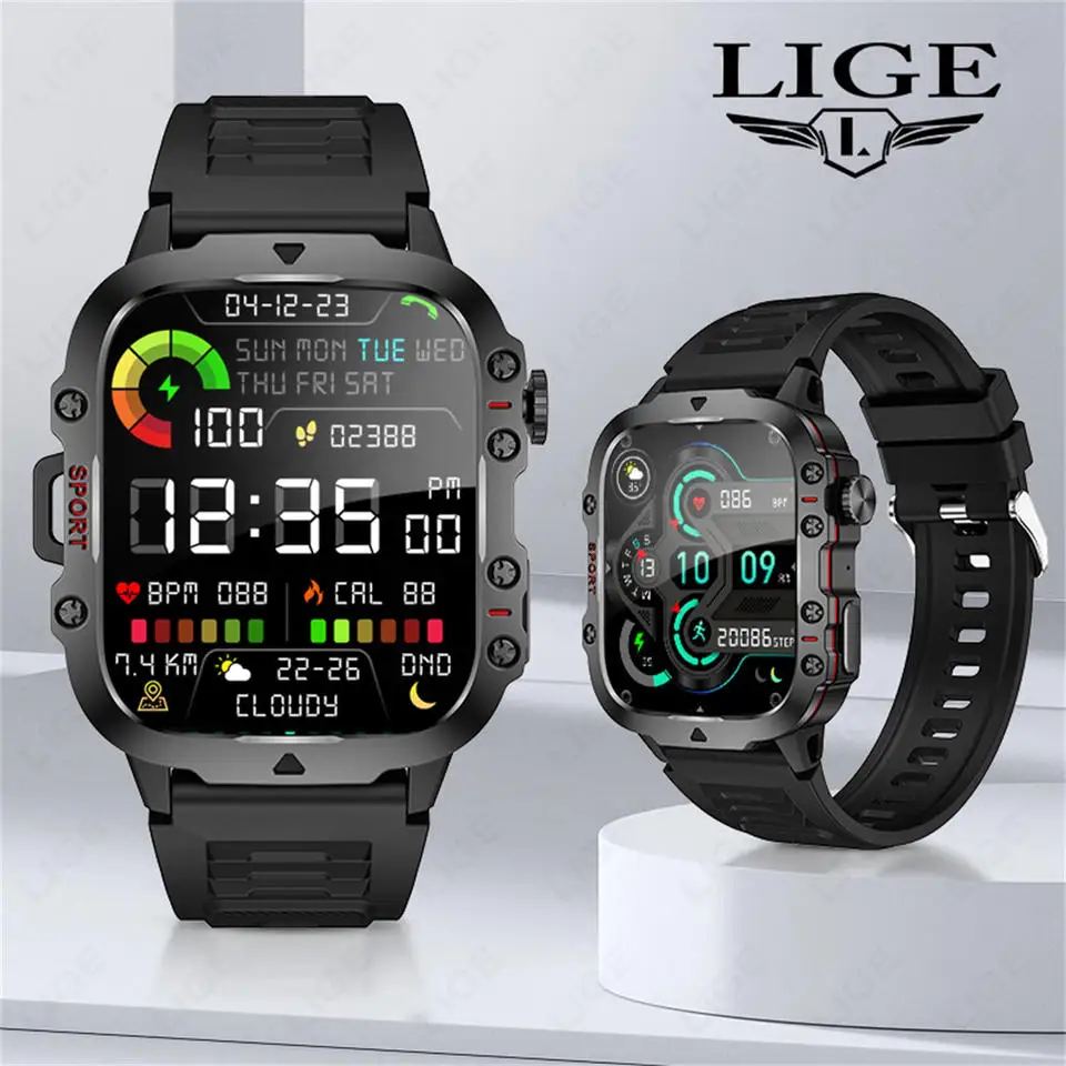 Lige BW0667 Smart Watch 1.96 Inch Screen 420 Mah Wireless Call Voice Assistant Watch Spo aperçu 2