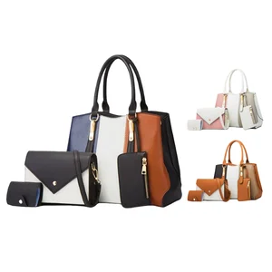 New Arrival Luxury PU Leather Two Zipper Large Capacity Casual Tote Handbag Set Cross Body Bag with Card Purse for Women