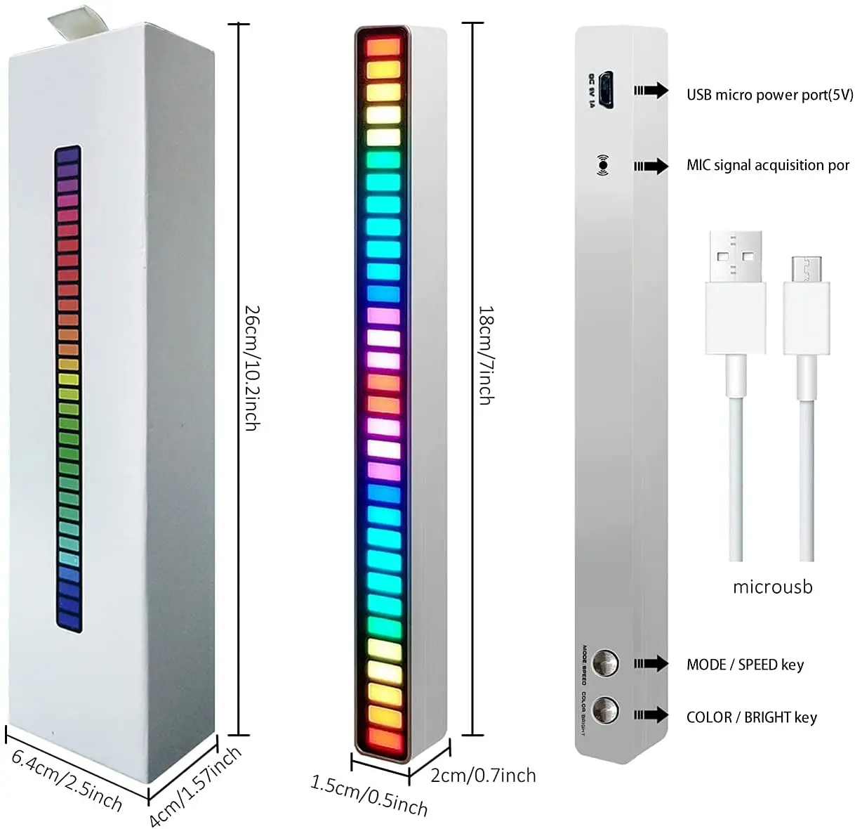 Creative Colorful Smart RGB Symphony Voice Activated Pickup Sound Control Music Level Car Rhythm Recognition RGB Audio LED Light