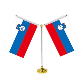 Customized Slovenia High Quality  Double sided Mini 14*21cm Table Flag Small Table Flag Bright Table Flag
