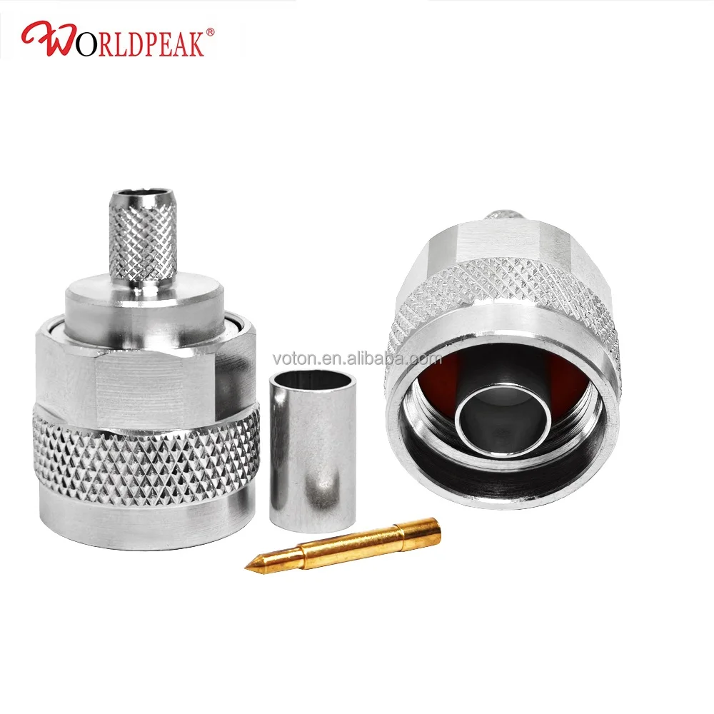 RF Coaxial Brass Copper Crimping Connector N Male Plug Crimp Adapter for 50ohm LMR240 RG8X RG59 4D-FB Low Loss Coax Cable