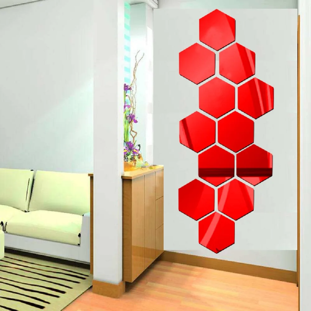 New Style Soft Acrylic 3D Hexagonal Honeycomb Self Adhesive Mirror Letter Stickers Decor Wall Mirror