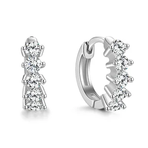 925 Sterling Silver Zircon 16mm Hoop Jewelry Classic Earrings