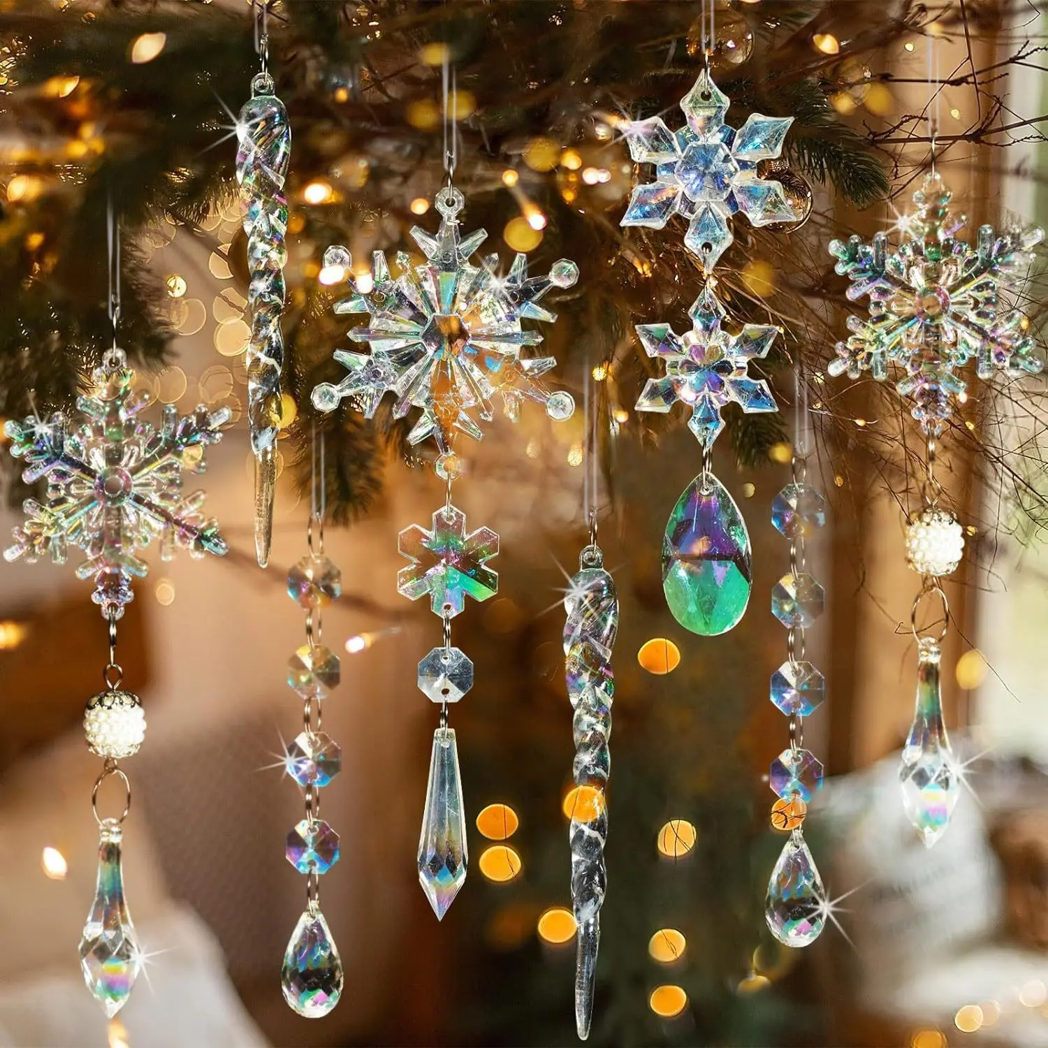 product new product christmas tree decoration hanging crystal sun catcher ornament outdoor gardening sun catcher-3