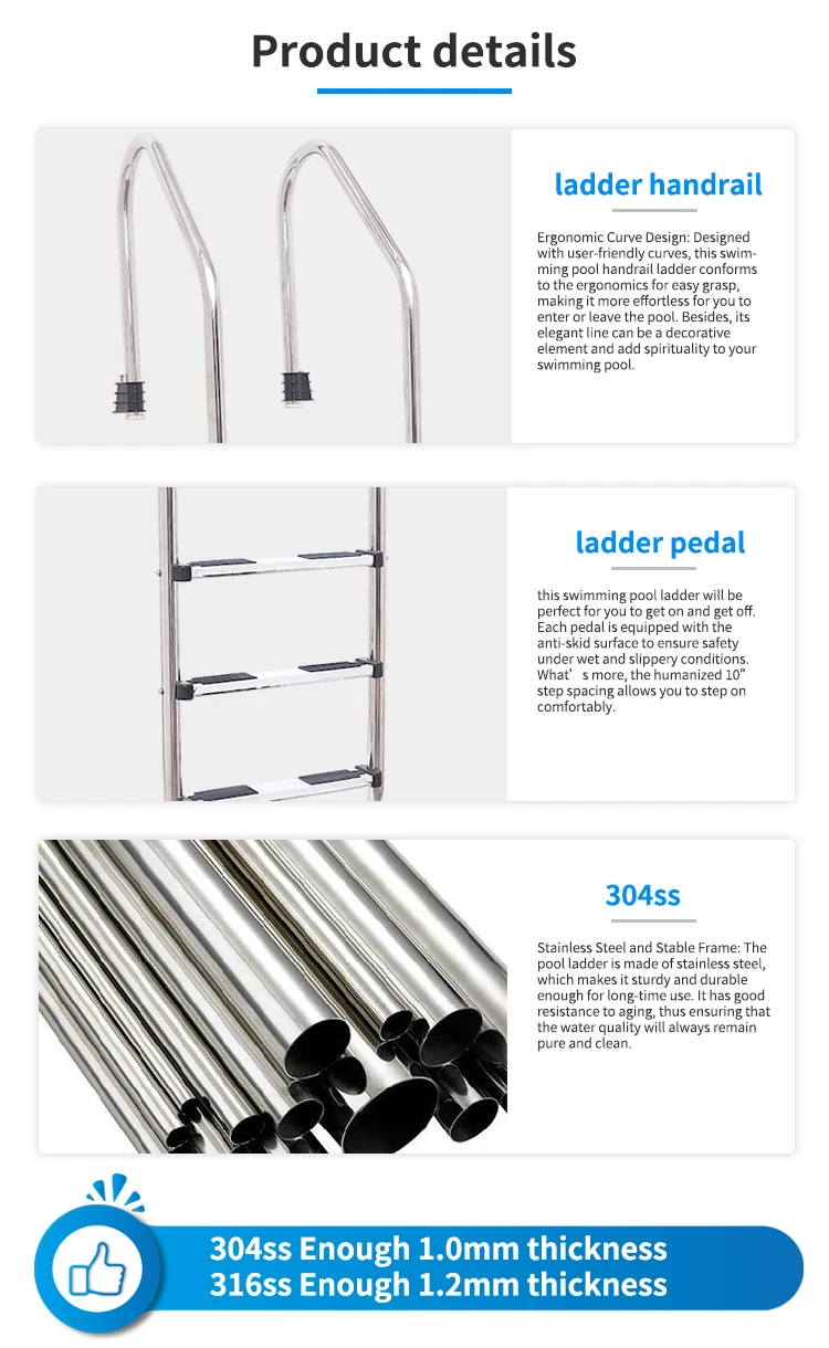 Cheap Pool Ladder Swimming Pool Stainless Steel Safety Step Ladder