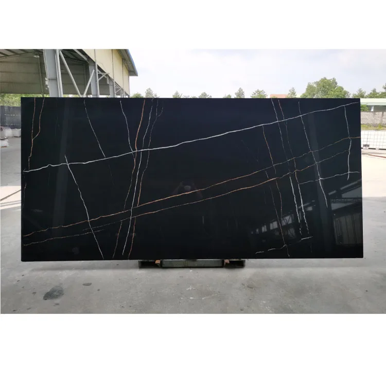 High Quality Artificial Black Calacatta Gold Quartz Vanity Top Quartz