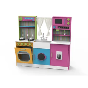 EDULAND 3-Year-Old Unisex Kitchen Toys Modern Wooden Kitchen Set Multifunctional Induction Cooker Educational Toy for Kids