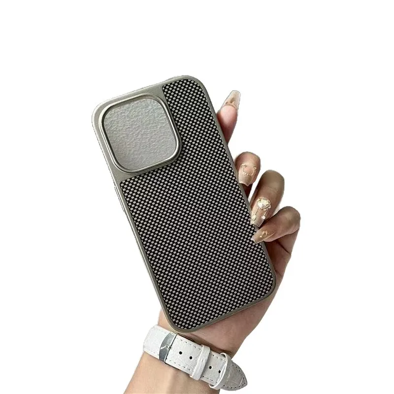 product slim fit carbon fiber texture faux leather pc mobile phone case screen protector military grade shockproof for 17 pro max-2