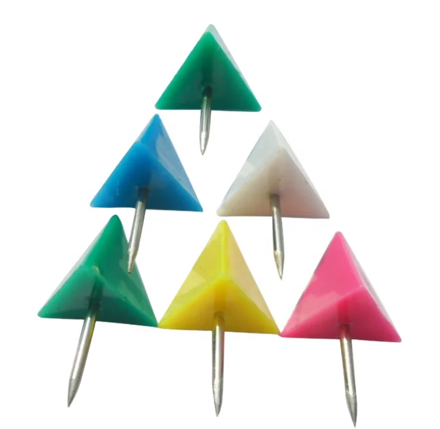 Assorted Color Plastic Triangle Head Map Push Pins 30pcs  with High Quality