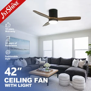 1stshine LED Ceiling Fan Natural Wooden Blades DC Adjustable 6-speed Remote Ceiling Fan