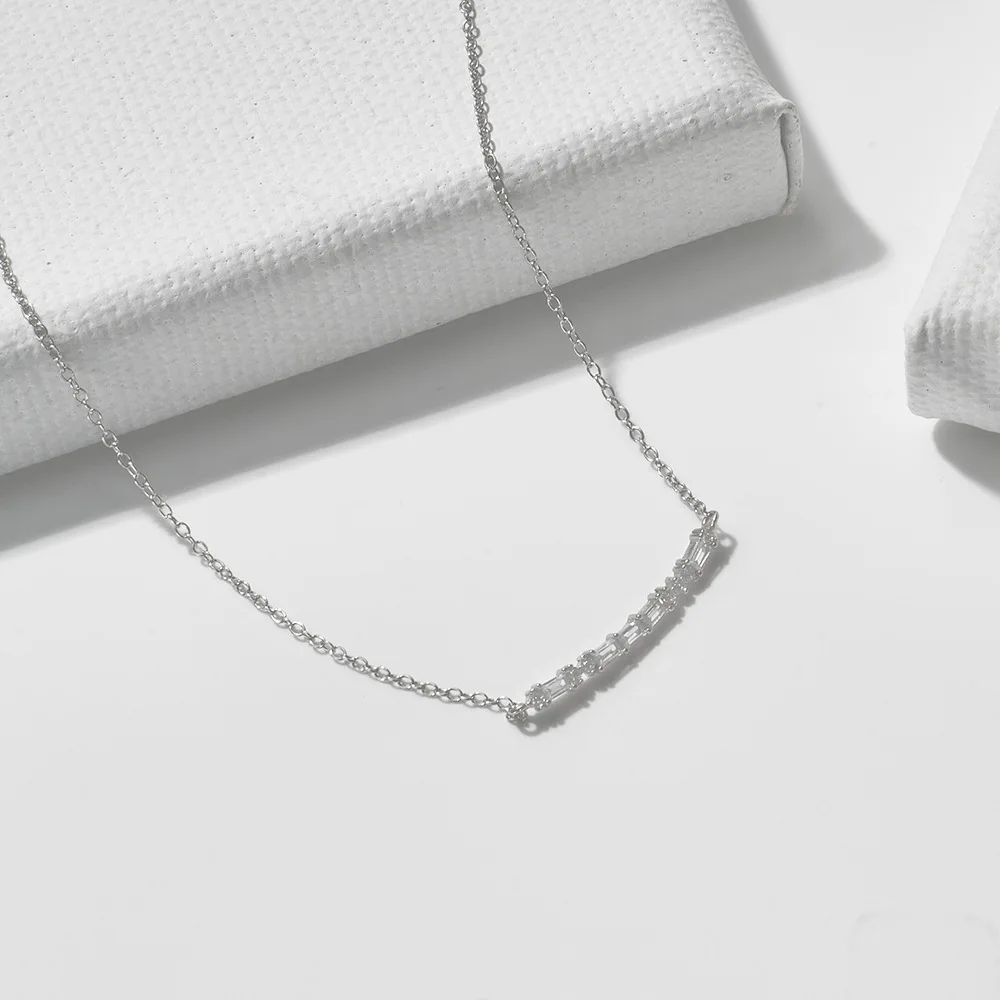 ◇HYERES LOR◇ Aceh Silver (Y) Half Smile Necklace HL5N43507 ANRAN S925 Sterling Silver Zircon Smile Pendant Necklace
