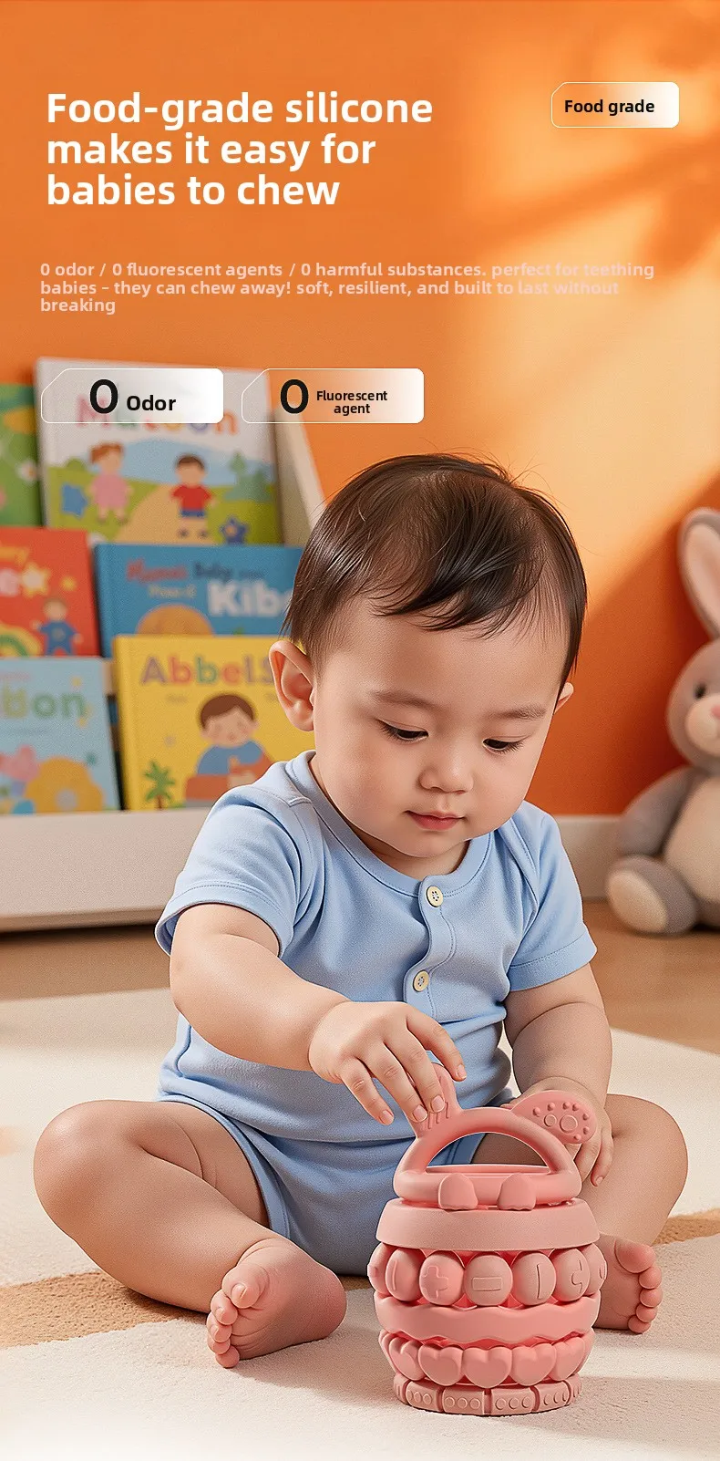 Multi Colored Silicone Stacking Toys for Early Childhood Education and Cognitive Development, Children's Building Block Set manufacture