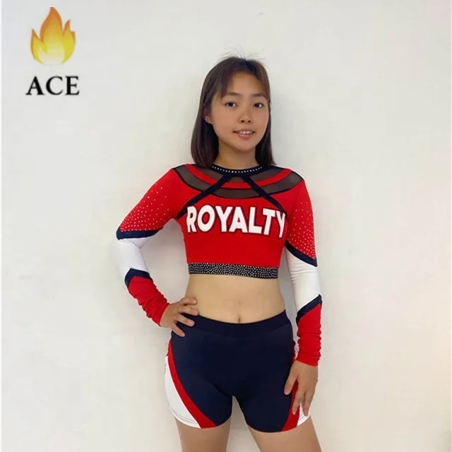 Professional Cheerleading Crop Tops with Sleeves