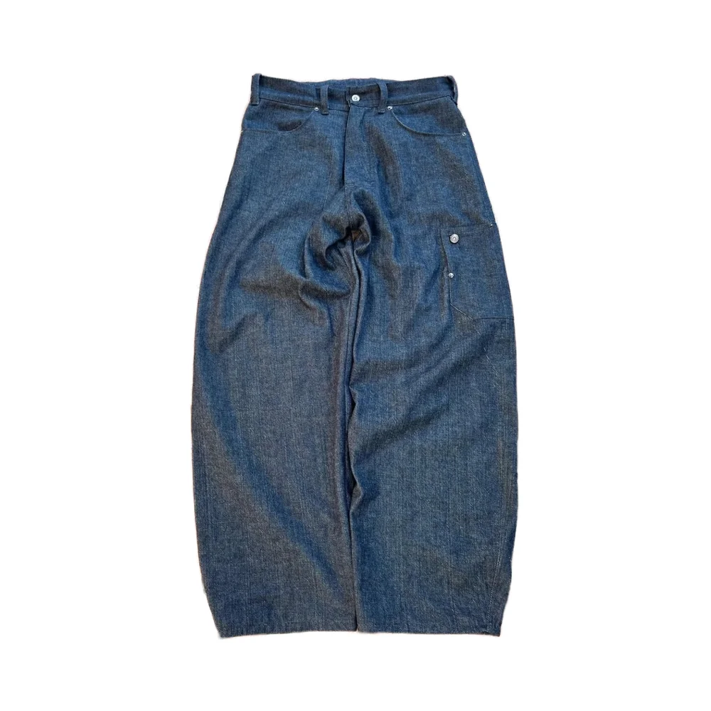 High Quality Custom Logo Ultra Baggy Jeans Raw Denim with Blue Raw