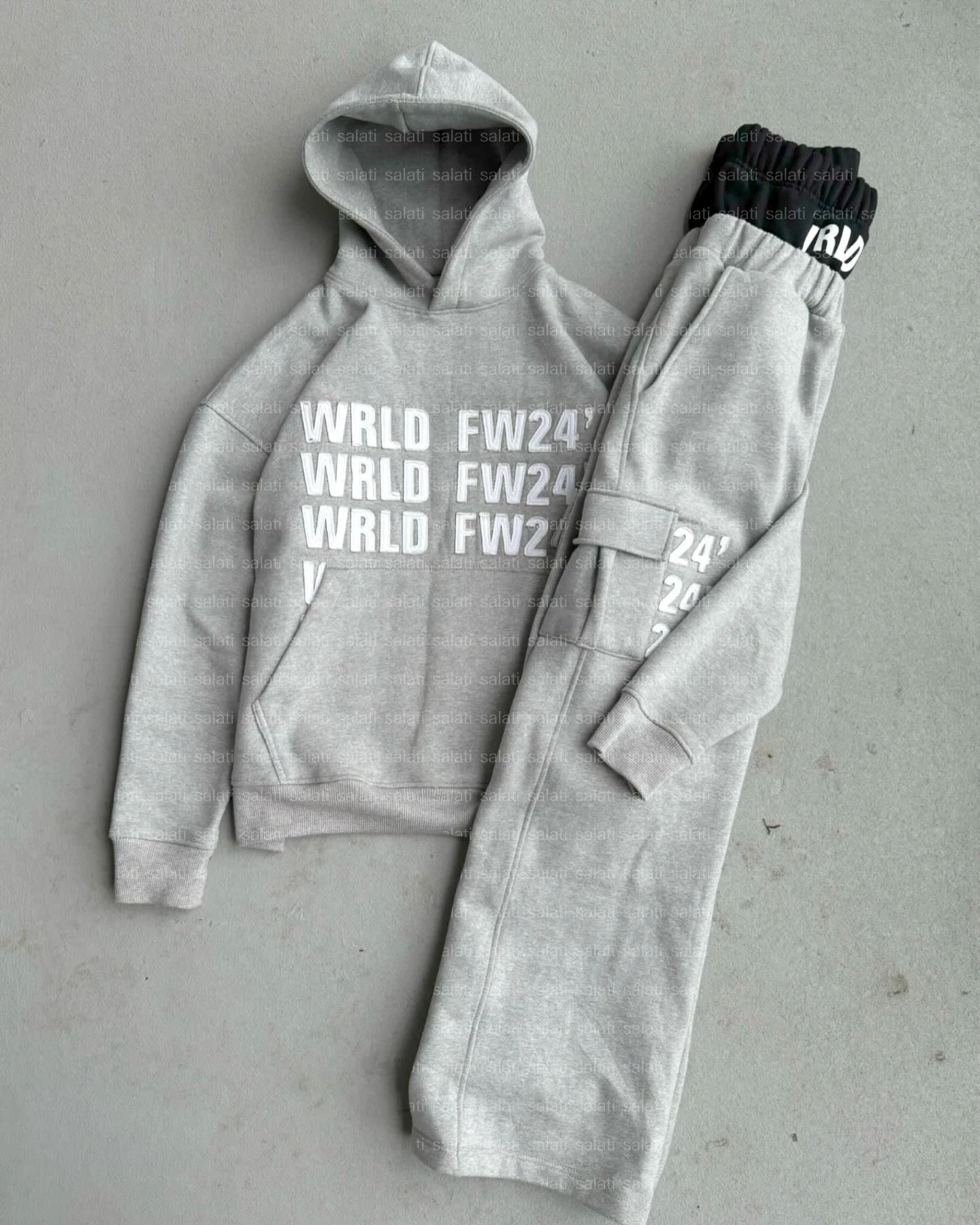 Men's Two-Piece Embroidery Terry Jogging Sweat Suit Zip Tracksuit With Double Waist Flare Sweatpants Hoodie Stack Sweatsuit gallery 7