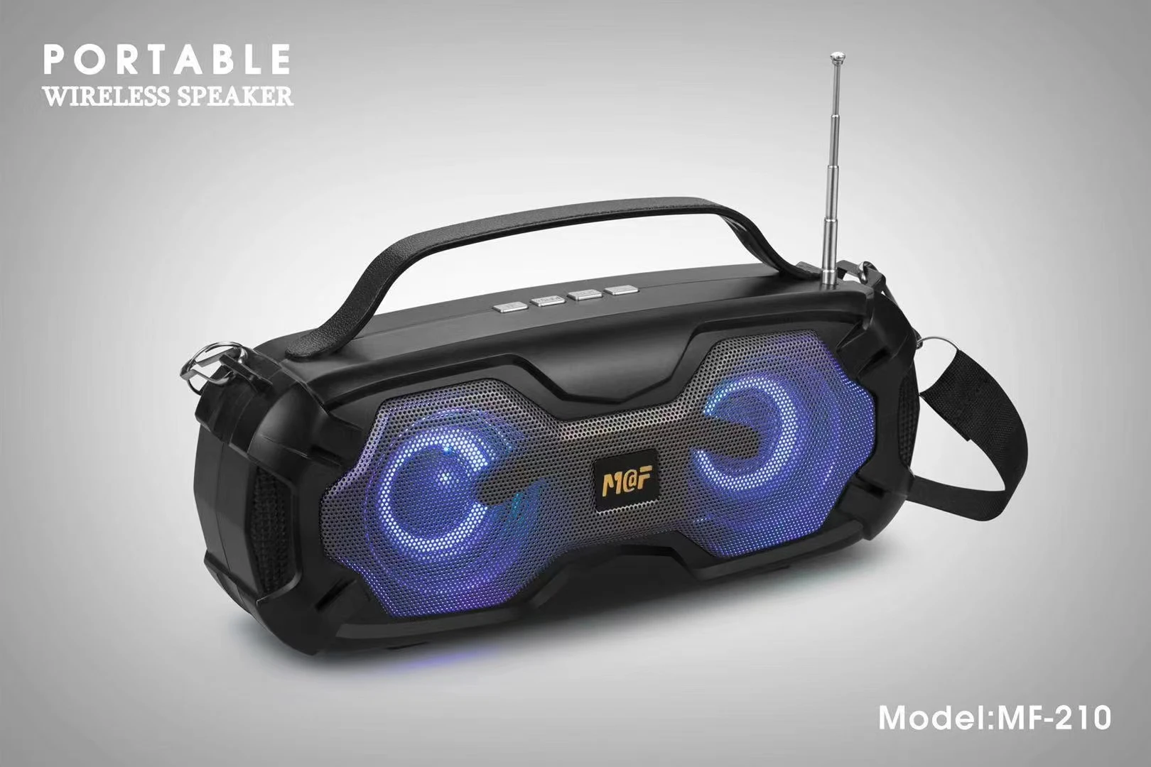 Good Quality Stereo Speaker MF210  With Antenna  Led Light Portable Outdoor Wireless Speaker