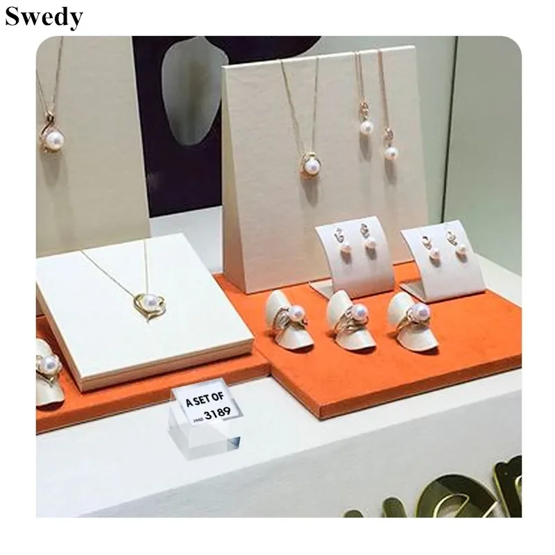 Custom Mini   Square Clear Tabletop Name Sign Stand Price Label Small Acrylic Sign Holder for Bakery Jewelry Cafe