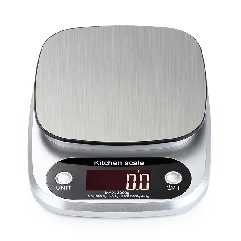 3kg/1g LCD Stainless Steel Electronic Digital Scale Kitchen Weighing Food Scale