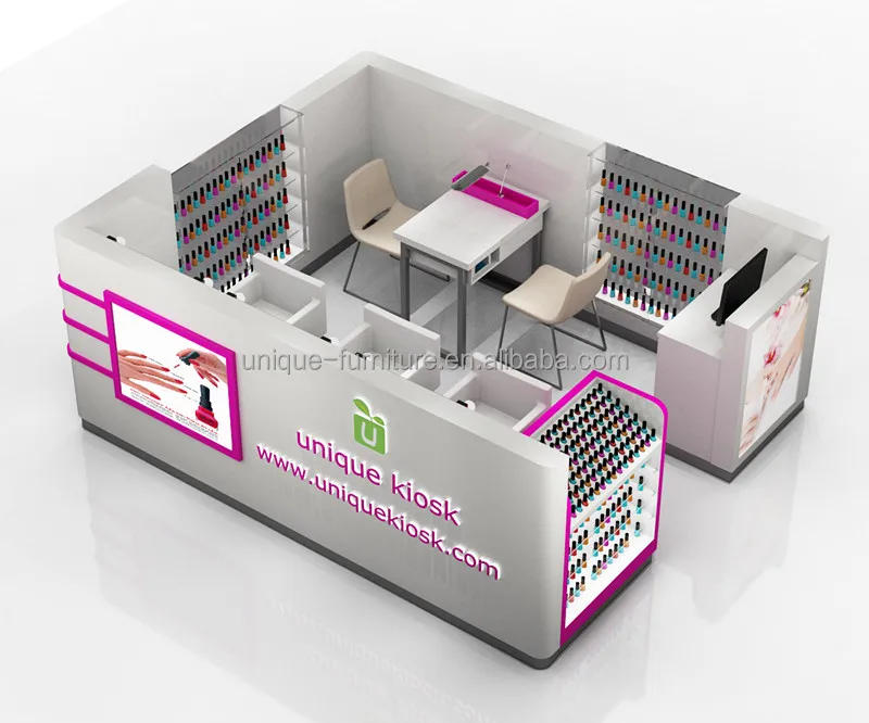 Modern Design Nail Kiosk Design Nail Kiosk in Mall Manicure Counter Modern Nail Art Service Counter Salon Booth for Sale