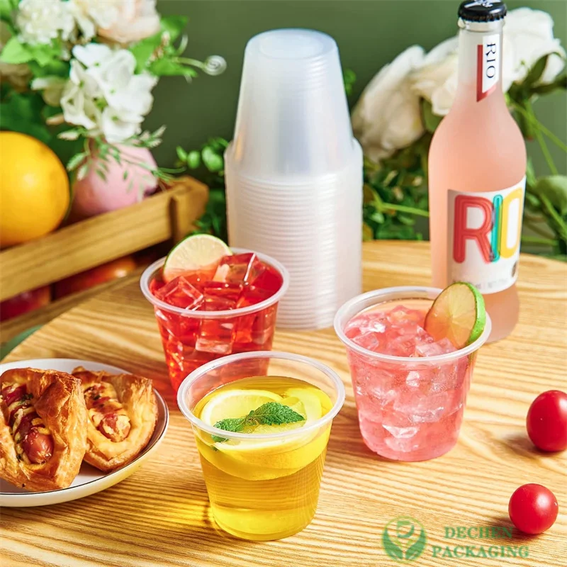 Tea Plastic Cup Clear Pet Cups Logo Single Wall