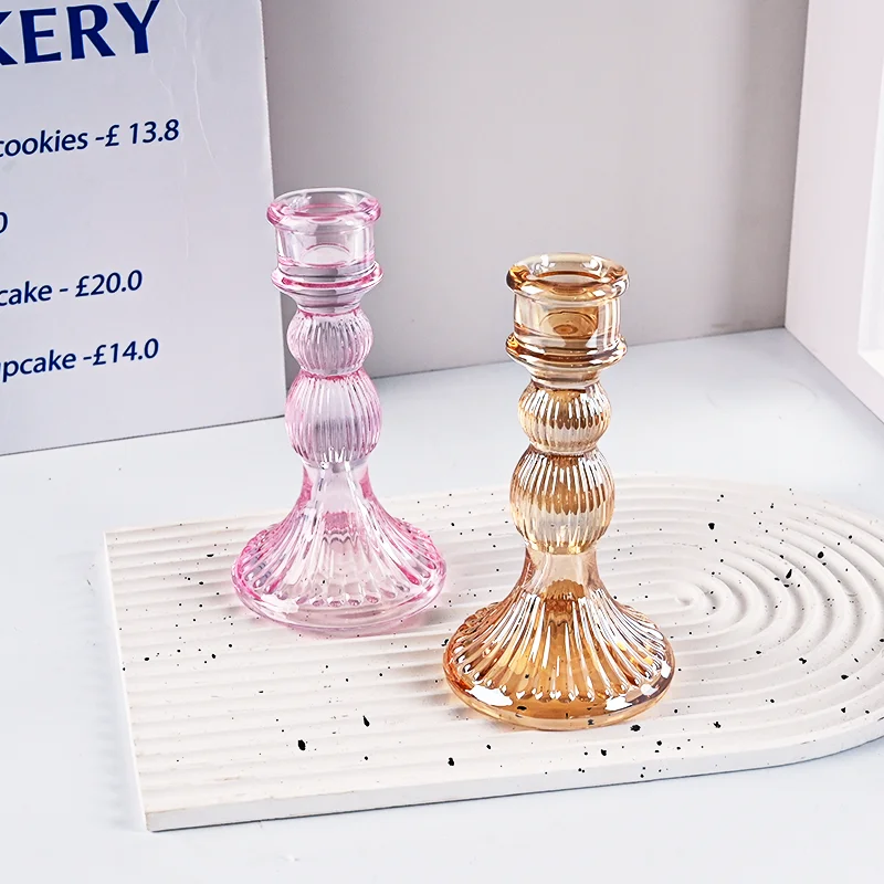 product european style glass candle holder for candlestick wedding home decoration table suitable for both sides candle holders-9
