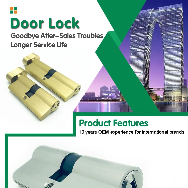 Euro Profile Double Side Pin Cylinder Lock Brass Mortise Key Door Lock