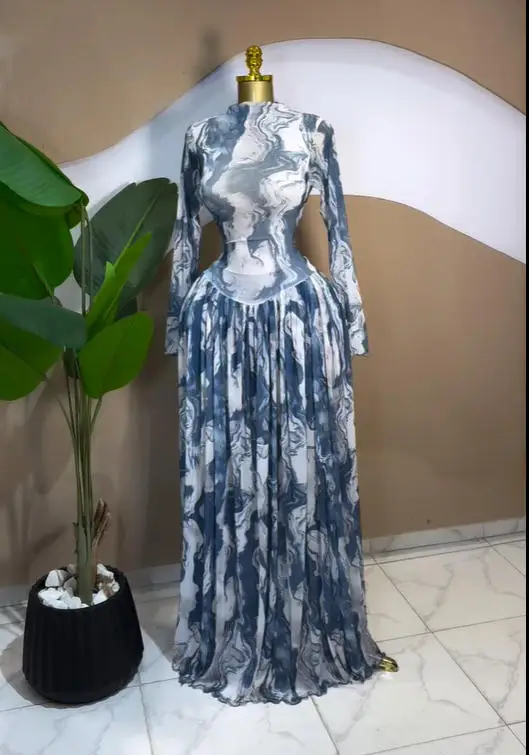 ladies flowing dresses Ivory Floral Printed Kaftan Dress with Flowing Silhouette Modest Ele FineLook