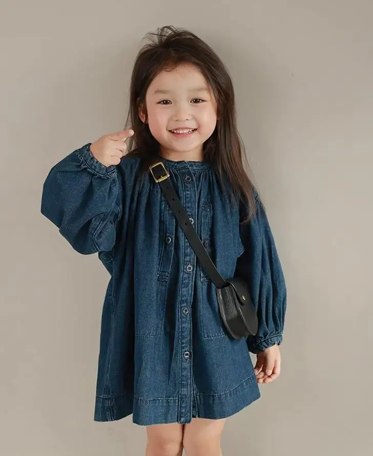 Sleeve Denim Girl Baby Jeans Dress Long Sleeve Girl Jeans Frock