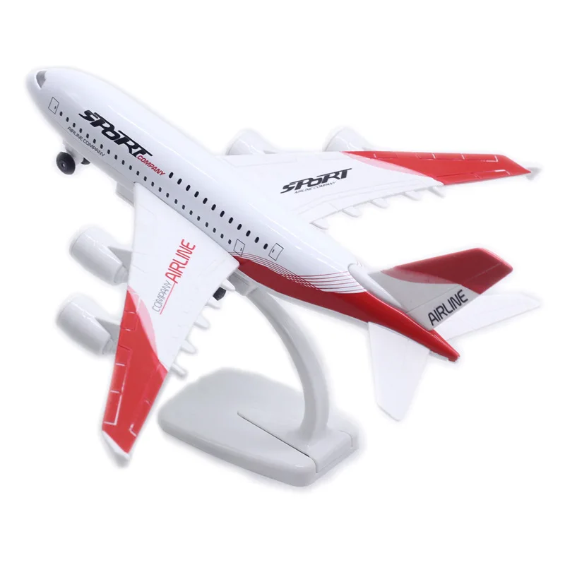 23cm Alloy Toy Airplane Modell Boeing A380 Airbus Modell mit 5 Lichtern Musik und Displayst ander