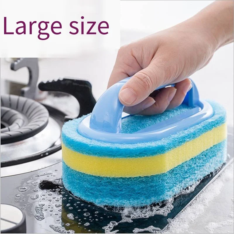 With handle brush Cleaning brush sponge Kitchen cleaning pot cleaning dish washing brush sponge thick