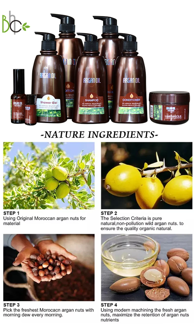 Wholesale Best Gift Moroccan Argan Oil Hair Mask Shampoo Conditioner Hair Care Set for Family Friends