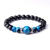 Occhio di tigre azzurro cielo+distanziatore argento