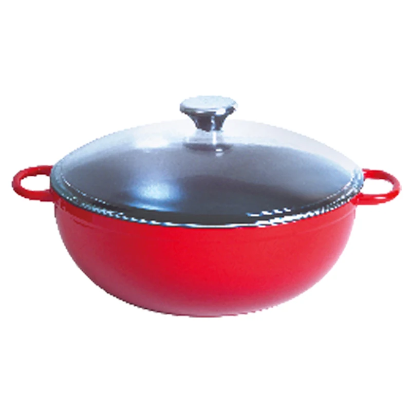 Deep green heat preservation healthy glass lid double stainless steel handle enamel cast iron Dutch pot