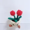 Tulipán rojo pequeño, individual, en maceta terminada.