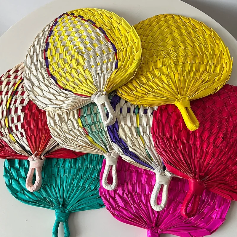 Rich Color Boho Rustic Portable Hand Bamboo Fans Hand Made Unique Wall Hanging Decor Bali Indoor Outdoor Decorations