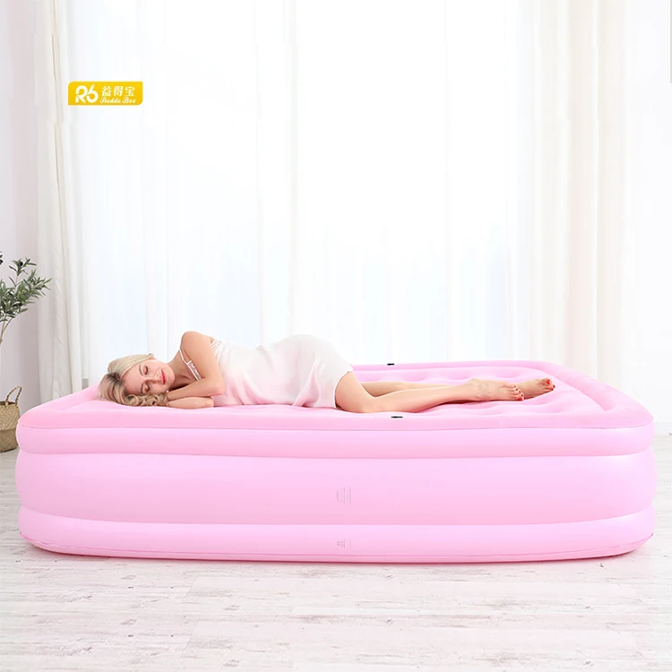 Redde Boo Modern Design Inflatable Air Mattress Pink Flocking Bedroom Bed for Babies Fabric Home Furniture